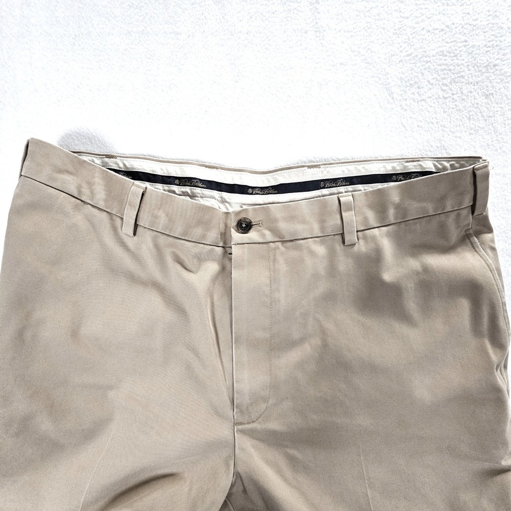 Brooks Brothers Mens Clark Advantage Chino Khaki Pants 38x32 Tan Cotton Twill
